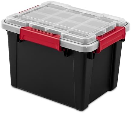 Sterilite 12 Pack 5 Gallon Gasket Box, Stackable Plastic Storage Container with Lids, Black - Waterproof and Dustproof Tote for Home Organization - Image 3