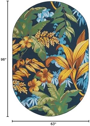 Unique Loom Outdoor Botanical Collection Area Rug - Calypso (5' 3" x 8' Oval Multi/Light Blue) - Image 2