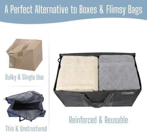 VENO 6 Pack Heavy Duty Moving Bags, Extra Large Storage Bags with Reinforced Handles & Strong Zippers, Foldable & Reusable Moving Box Alternative for Clothes & Dorm Storage - Image 5