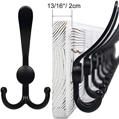 SKOLOO Rustic Wall Mounted Coat Rack, 16" Stud Spacing, Wood Coat Rack Wall Mount with 5 Triple Hooks, Farmhouse Coat Hanger Wall Mount for Hanging Backpack Jacket Coat Hat, Pack of 2 - Image 2