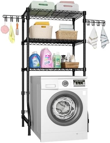 Ulif U8 Laundry Room Storage Organizer, Over the Washer and Dryer Storage Shelves for Laundry Organization, 35" W x 17.3" D x 76.2" H, Suit Washing Machine Width Within 32.6", Hold 304 lb, Black by Ulif