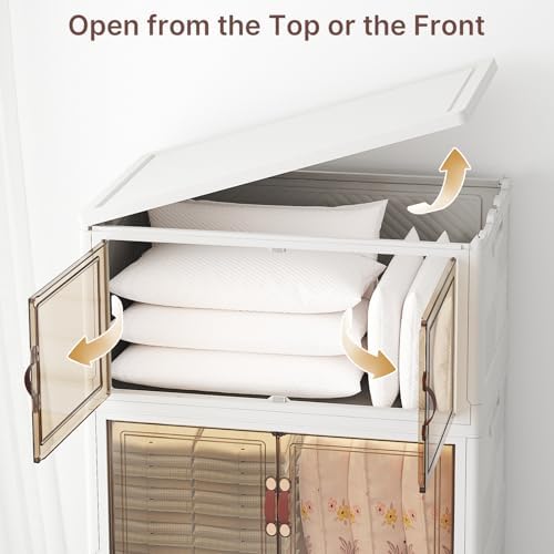 UAMFURI 720QT Stackable Storage Bins with Lid, Foldable Storage Cabinet - Image 6