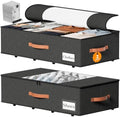 TOSKING 2-Pack Under Bed Storage Drawers with Wheels, 6 Vacuum Bags, 7.9" Height, Large 65L/80 lbs Clear Lid Rolling Bin, 900D Oxford, Space Saver for Dorm Bedroom, Blankets, Clothes, Shoes, Black by TOSKINGESSENCE