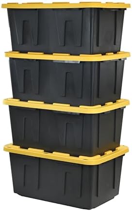 CX Heavy Duty 27-Gallon Stackable Plastic Storage Bins with Lids, 4 Pack - Image 2