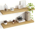 Acovy 30 Inch Floating Shelves, 8 Inch Deep Floating Shelves for Wall, Hanging Shelf with Invisible Brackets, Deep Shelves for Bathroom, Bedroom, Living Room, Oak, Set of 2 by Acovy