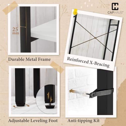 CAPHAUS 913lbs Capacity Heavy Duty Clothing Rack, 75" W Metal Garment Rack with Drawers Hanging Rods and Wood Shelves, Freestanding Closet Organizer, White Board - Image 6