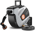 SUNPOW Retractable Garden Hose Reel - 1/2 inch x 85ft Heavy Duty Wall Mounted Hose Reel with 3/4 inch Brass Fitting & 10 Sprayer Nozzle - Any Length Lock, Auto Rewind System, 180°Swivel Bracket- Grey by SUNPOW