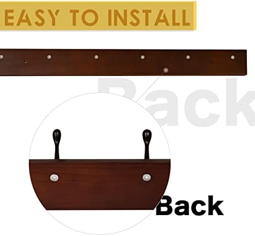 Coat Rack Wall Mount - 24 Inch with 6 Coat Hooks, Wall hat Hanger, Coat Racks, Walnut, Pack of 2 - Image 4