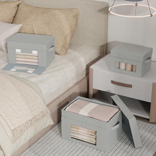 Fabric Storage Bins with Lids, 2 Pack, Grey, 15x9.8x9.8 In - Image 6