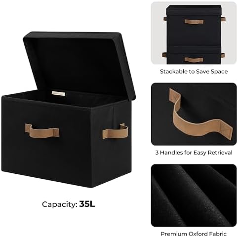 StorageWorks Fabric Storage Bins with Lids, Closet Storage Bins - Image 3