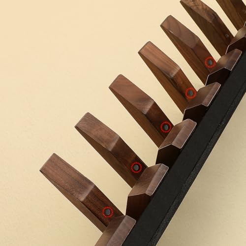Walnut Wood Slanted Hanger Wall Mounted with 6 Hooks for Bathroom or Bedroom or Entryway - Image 6