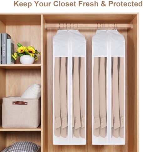 32" Cotton Garment Bag for Hanging Clothes, Short, 3 Pack Suit Bag - Image 6