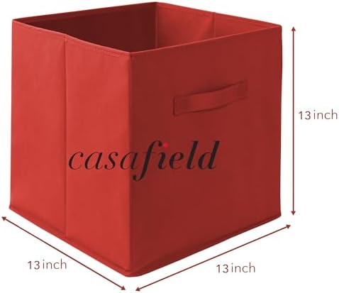 Casafield Set of 12 Collapsible Fabric Cube Storage Bins, Red - 13" Foldable Cloth Baskets for Shelves, Cubby Organizers & More - Image 7