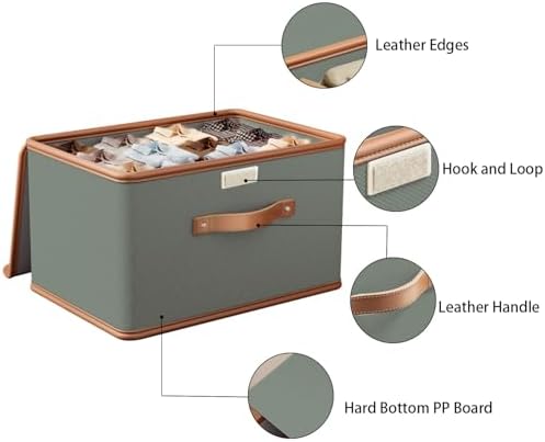 Tuza 2 Pack Storage Bins with Lids, Collapsible Closet Organizer Container, Fabric Organizer Box with Handles, Decorative Storage Boxes with Lids for Organizing Clothes, Blanket, Grey, Extra Large - Image 6