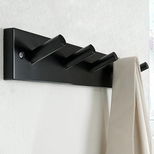 SKOLOO Coat Rack Wall Mount 17 inch, 5 Hooks, Bamboo, Shaker Style, Black - Image 2
