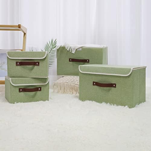 ANMINY Fabric Storage Box Bins with Lids, Green, 15"x10"x10", 4 Pack - Image 7