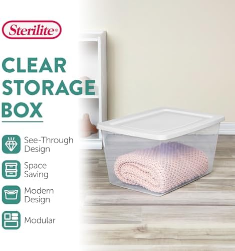 Sterilite Clear Storage Box Stackable Tote, 58 Quart, 18-Pack - Image 2