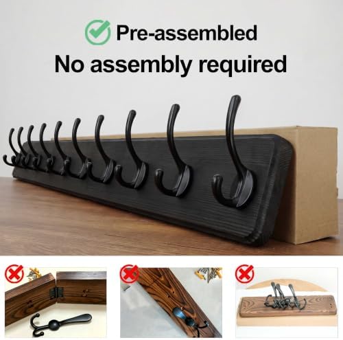 WEBI Coat Rack Wall Mount,38 9/16" Long,10 Hooks,Coat Hooks Wall Mounted Large Coat Hanger Wall Hooks for Hanging Coats,Clothes,Jacket,Hats,Entryway,Black - Image 6