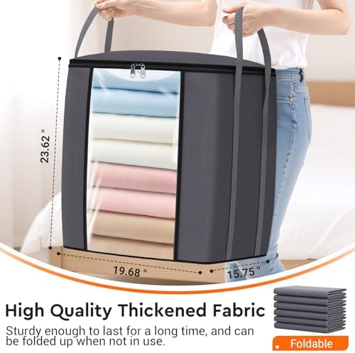 TasticTotes 120L Extra Large Blanket Clothes Storage Bags, Black, 4 Pack - Image 2
