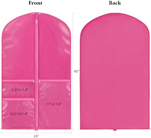 Univivi 40 Inch Dance Costume Garment Bags for Dancers, Rose Red, 8 Pack - Image 2