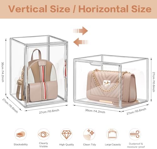 4 Packs Clear Handbag Storage Organizer for Closet - Image 2