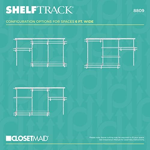 ClosetMaid ShelfTrack Wire Closet Organizer System, Adjustable from 5 to 8 Ft., with Shelves, Clothes Rods, Hardware, Durable Steel, White - Image 5