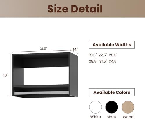 ROOMTEC 31.5" Tall Hanging Closet Unit, Modular Closet System with Hanging Rod, Wardrobe Organizer for Bedroom or Walk-in Closet, Wall Mounted, Customizable Clothes Storage Unit, Black - Image 2