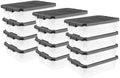 Sterilite 12-Pack Modular Stacker Box, Durable Clear Plastic Storage Bins with Latching Lids, 40 Quart - Stackable Organizing Container Boxes for Closet, Bathroom, and Office by Sterilite