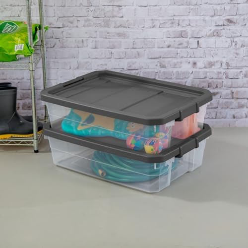 Sterilite 24-Pack Modular Stacker Box, Durable Clear Plastic Storage Bins with Latching Lids, 40 Quart - Stackable Organizing Container Boxes for Closet, Bathroom, and Office - Image 6
