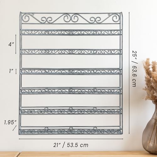 PANA 6 Tier Wall Mounted Metal Rack Shelf, Versatile Organizer for Nail Polish, Essential Oils, Kitchen Spices, and Craft Hobby Items, Sturdy Storage with Decorative Design (Silver, 1pc) - Image 2
