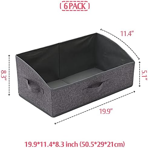 TENABORT 6 Pack Trapezoid Large Foldable Closet Storage Bins with Handle, Fabric Storage Organizer Cube Colth Containers Linen Box Shelf Baskets for Clothes Clothing Shelves Wardrobe - Image 2