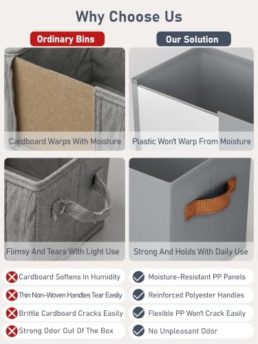 6 Pack Large Closet Storage Baskets Bins for Shelves, Collapsible Fabric Closet Organizers and Storage with Polyester Handles, Decorative Baskets for Organizing Clothes, Towels, Linen Closet 16x12x10" - Image 4
