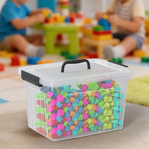 12 Quart Plastic Clear Storage Latching Bins with Lids, 6 Packs - Image 7