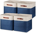Temary Blue Storage Baskets for Shelves 13 Inch Cube Storage Bins 4Pack Fabric Cubes Basket with Handles for Organizing Shelf Baskets for Home Office Closet (White&Blue) by TEMARY