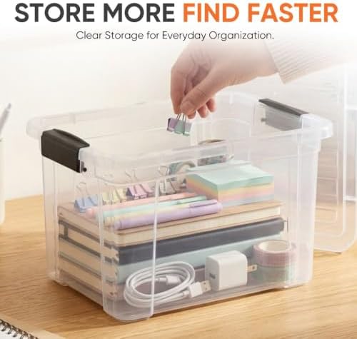 Superio 4.75 Quart Clear Plastic Storage Boxes with Lids, Stackable Organizer Containers, BPA-Free Storage Bins for Home, Office, School & Dorm, 6 Pack - Image 2