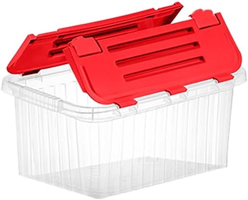 Superio Red Storage Box with Red Hinged Lids, Plastic Container Bins for Organizing with Attached Lid, Stackable Crates, BPA Free, Organizers for Home and Office, 35 Quart (20.25"x14"x10.5") - Image 4