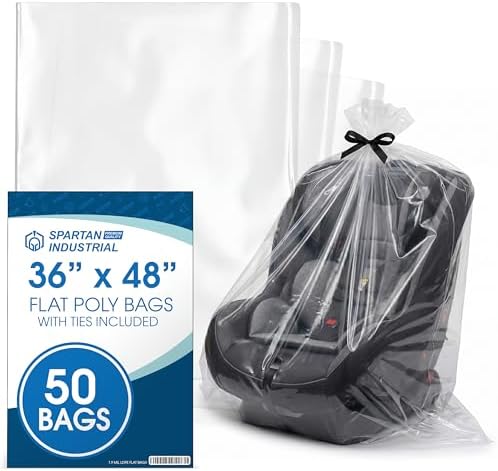 36" X 48" Open End Large Storage Bags (50 Count) - 50 Black Ties Included by SpartanIndustrial