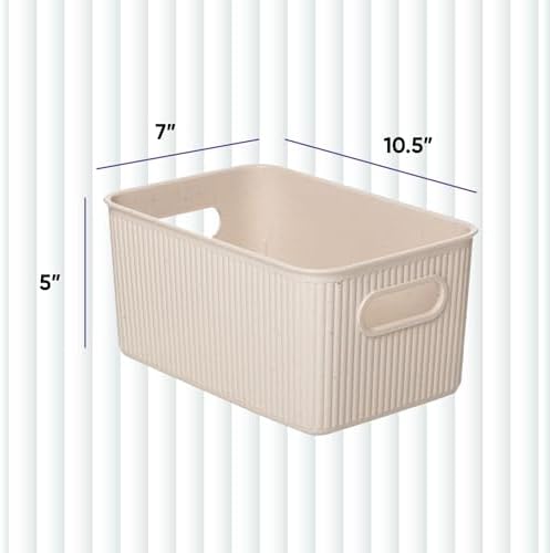 Superio Eco-Friendly Decorative Plastic Basket Open Home Storage Bins Organizer Baskets, Medium (4 Pack) Container Boxes for Organizing Closet Storage Bins for Shelves Drawer Shelf 5 Liter - Image 2