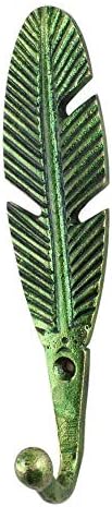 Indian Shelf 6 Piece Feather Green Wall Hooks for Bags Keys & Coats by IndianShelf