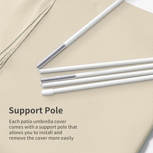 Cantilever Patio Umbrella Cover with Zipper and Pole, Beige - Image 5