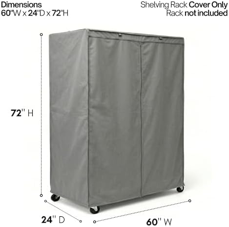 Formosa Covers Premium Wire Shelf Cover - 60x24x72 Inches Dustproof Your Wire Shelving - Versatile Rack Shield Protects & Organize - Ideal for Outdoor Storage Shelf - Grey - Image 2