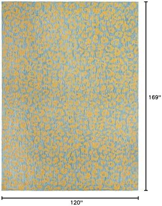 Unique Loom Outdoor Safari Collection Area Rug - Leopard (10' x 14' 1" Rectangle, Blue Yellow/ Blue) - Image 2