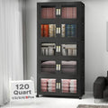 UAMFURI Stackable Storage Bins with Lids, Clear Doors, Large Storage Cabinet Foldable Collapsible Closet Organizers for Bedroom Dorm Office (5, Black, 120, Quarts) by UAMFURIDirect