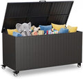 250 Gallon Metal Large Outdoor Deck Box with 4 Wheels, Black by RICNOD