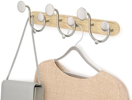 Umbra Melody Wall-Mount Coat Rack Rail with Nine Hooks, Natural/Nickel by Umbra
