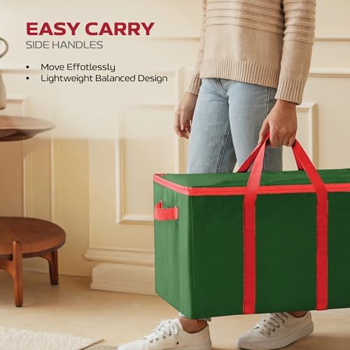 128 Ornament Storage Box, Adjustable Dividers, Stackable Holiday Ornament Organizer with Lid, Durable Fabric Bin for Christmas Decorations – Reinforced Handles, Dustproof, Space-Saving Design - Image 3