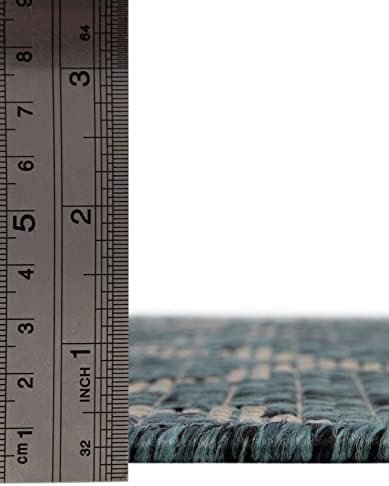 Unique Loom Outdoor Trellis Collection Area Rug - Trellis (Round 13' 0" x 13' 0", Teal/ Gray) - Image 4