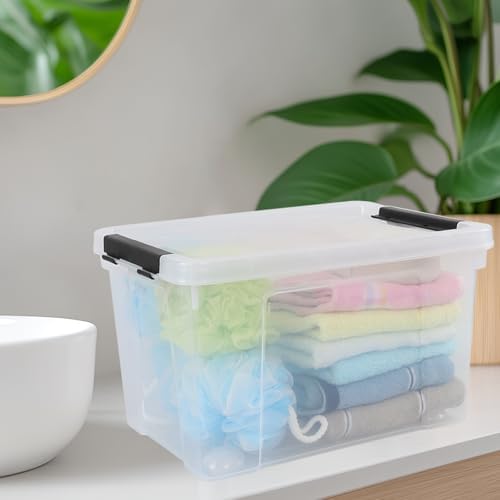 Obstnny 4 Packs 22 Quart Latch Box with Wheels, Plastic Lidded Storage Bin - Image 3