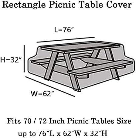 Outdoor Picnic Table Cover Waterproof Heavy Duty 70 72 Inch - Image 2