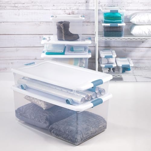 Sterilite 25 Quart Latching Box, Clear Plastic Storage, White, 6 Pack - Image 5